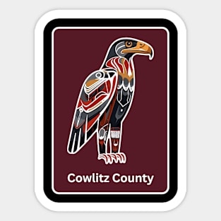 Cowlitz County Washington Native American Indian American Red Background Eagle Hawk Haida Sticker